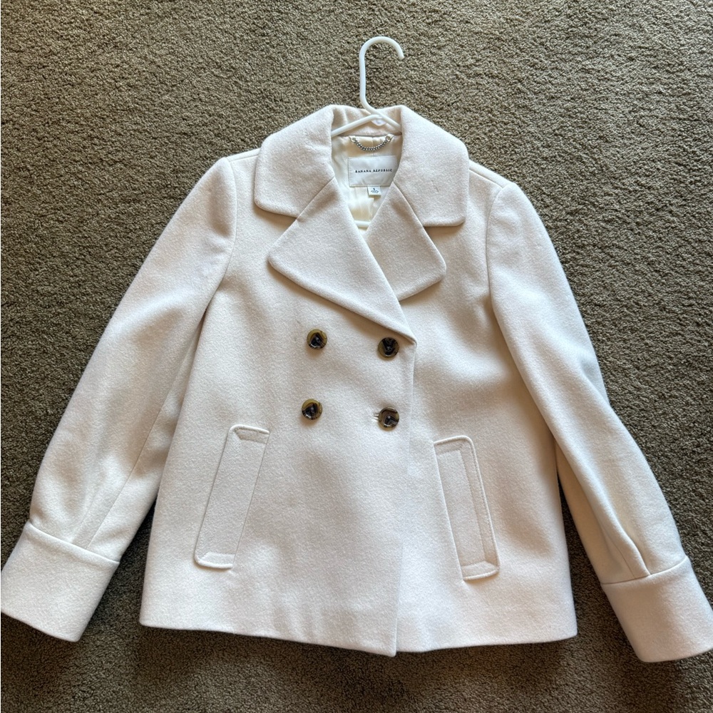 Banana Republic Women's White Peacoat